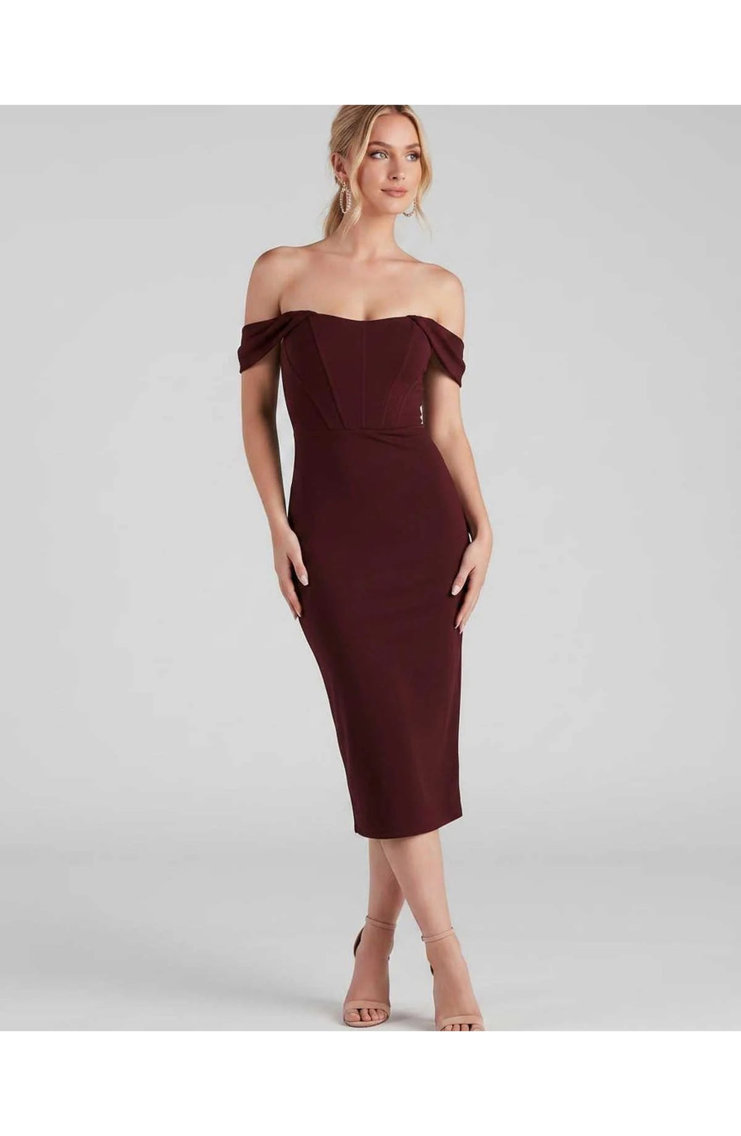 Judith Women's Midi Dress | Off-Shoulder | Bodycon Fit
