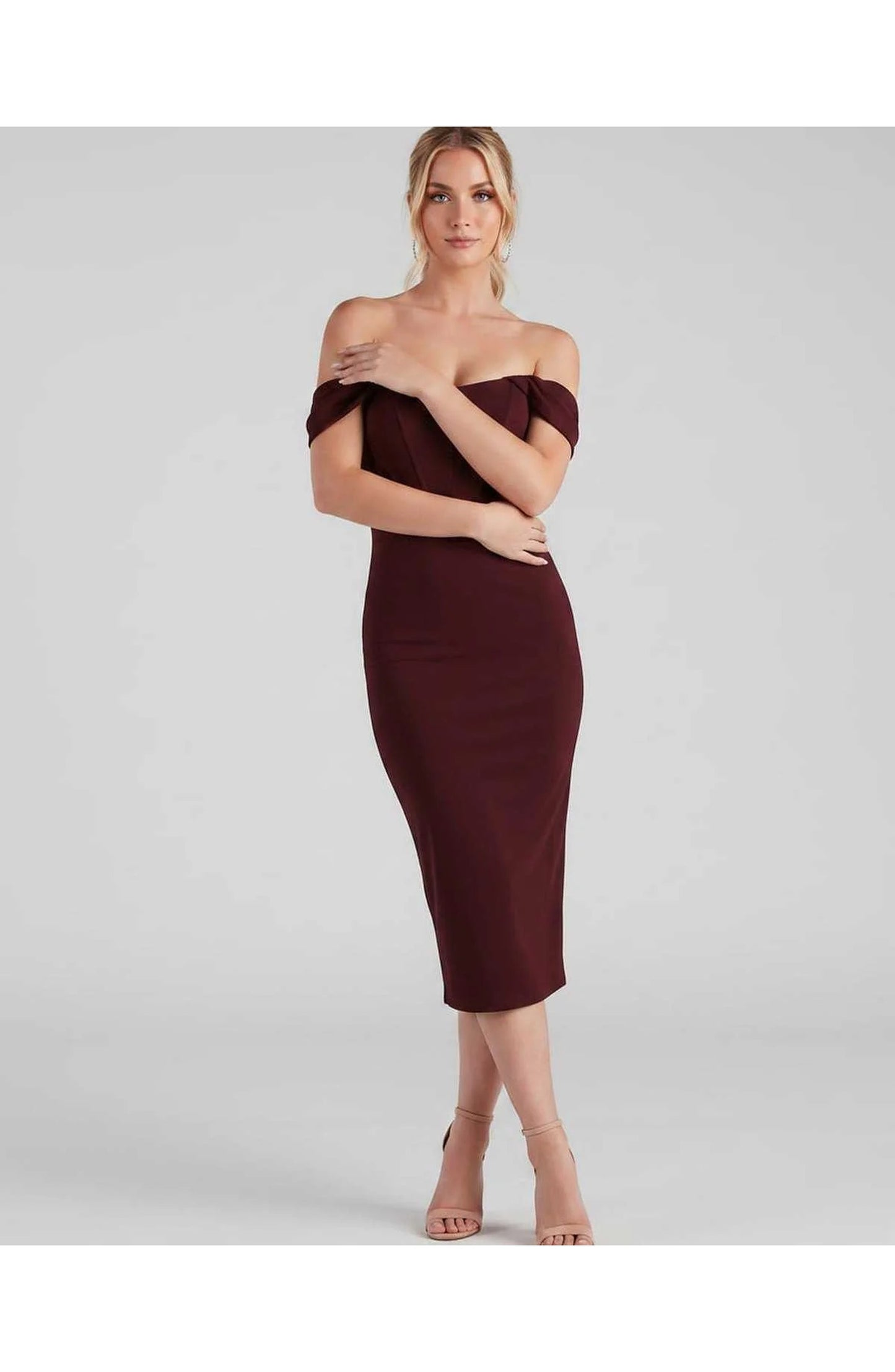 Judith Women's Midi Dress | Off-Shoulder | Bodycon Fit