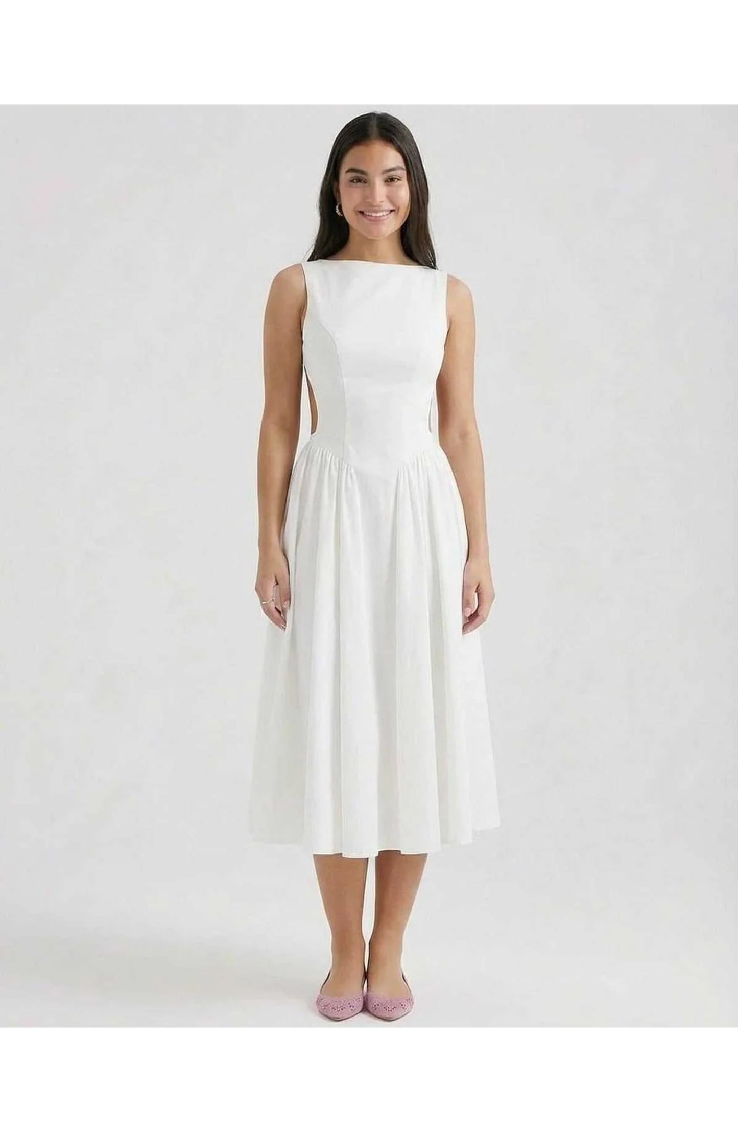Women's Midi Dress | Boat Neck | Flared Skirt