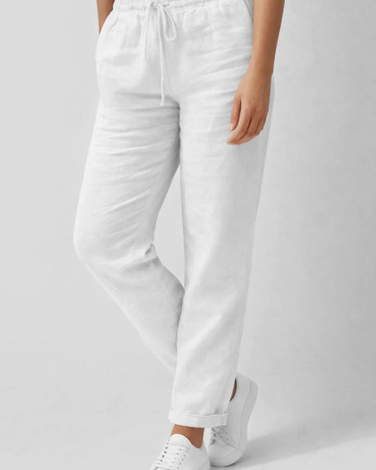 Anette Dames Broek | Elastische Tailleband | Koordstrik Detail
