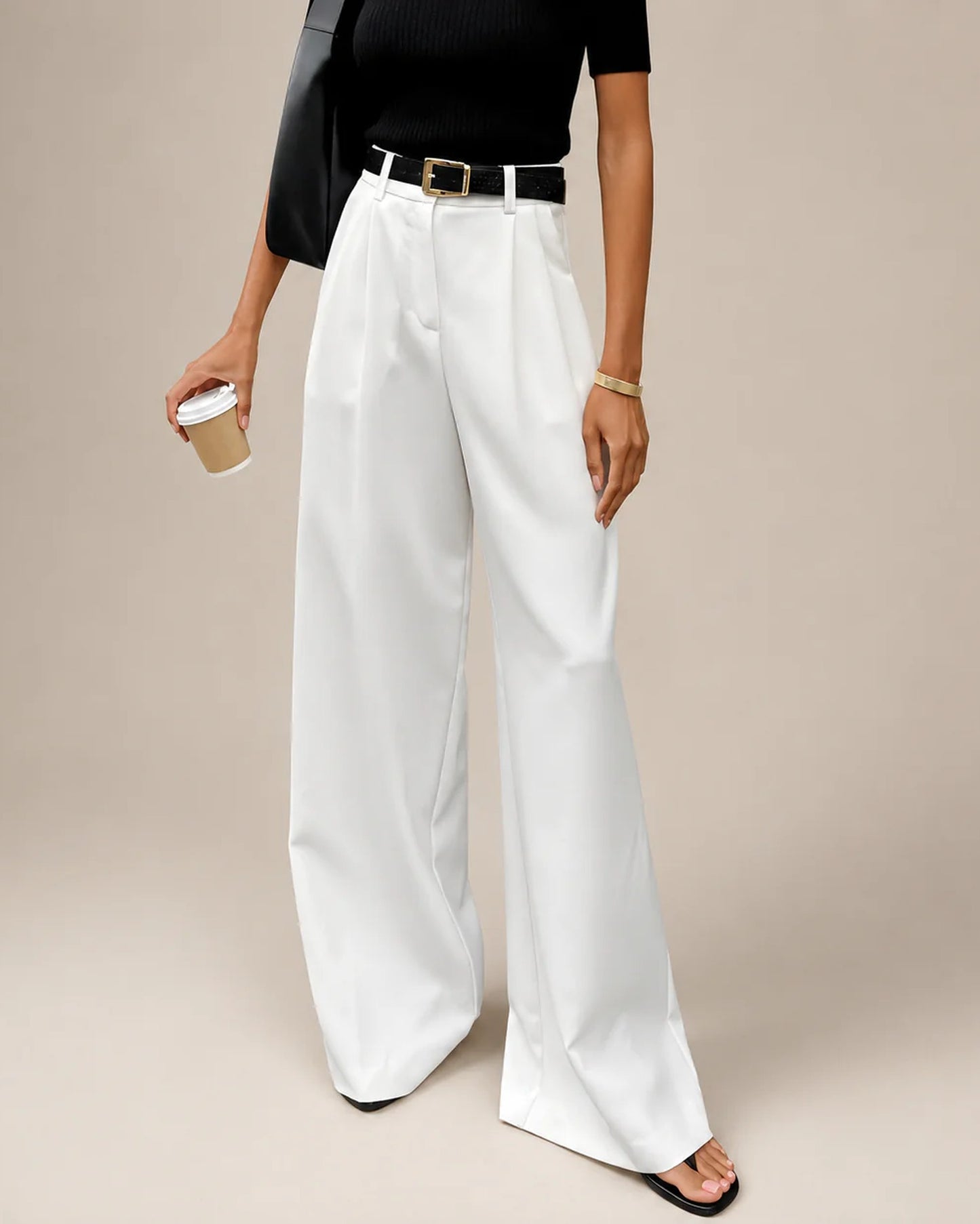 Reine-Marie Dames Broek | Wijde Pijpen | Hoge Taille