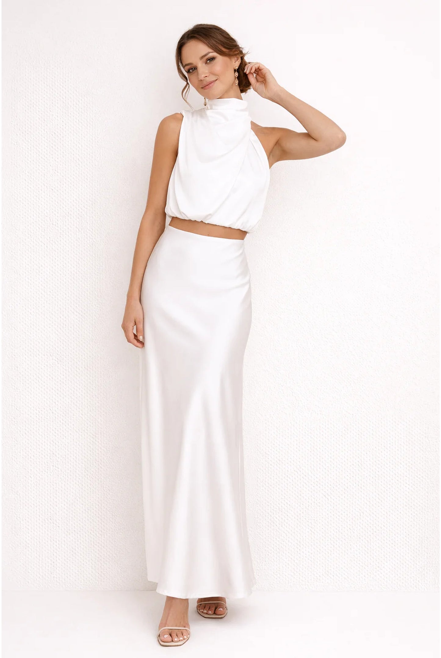 Adrienne Women's Co-ord Set | Halter Neck Top | Maxi Skirt