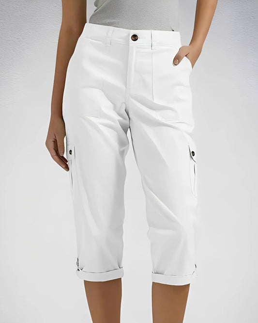Elvina-Donatienne Women's Trousers | Cargo Pockets | Rolled-up Legs