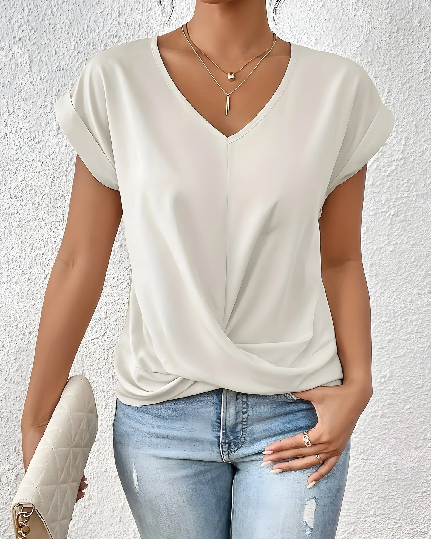 Savine Dames Top | V-Hals | Overslag Detail