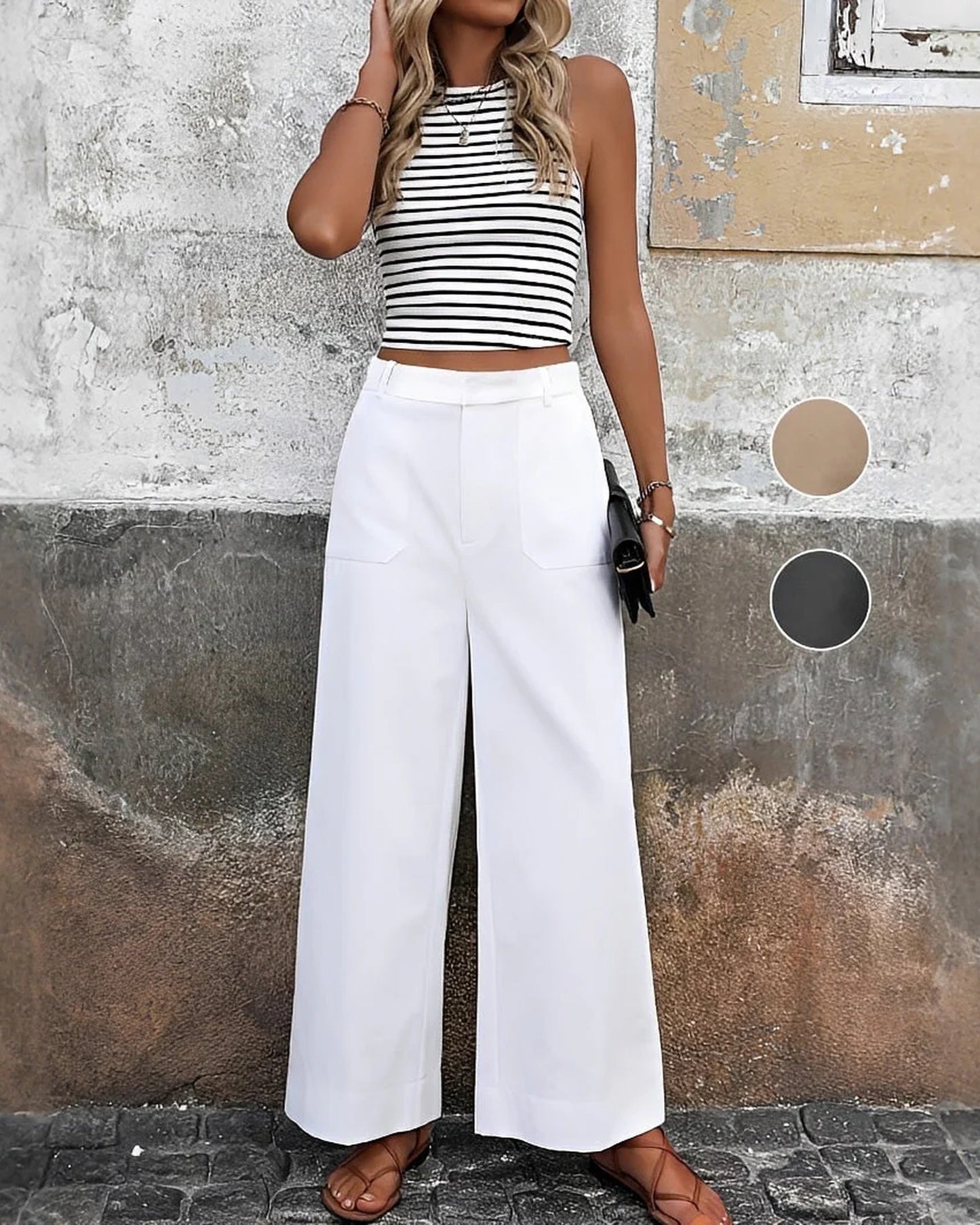 Wivine Dames Broek | Wijde Pijpen | Hoge Taille