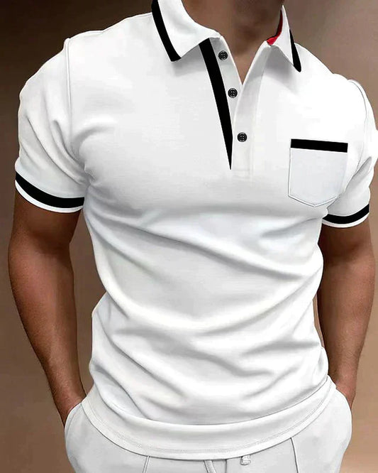 Sandro Heren Polo Shirt | Gestreepte Mouwen | Borstzak Detail