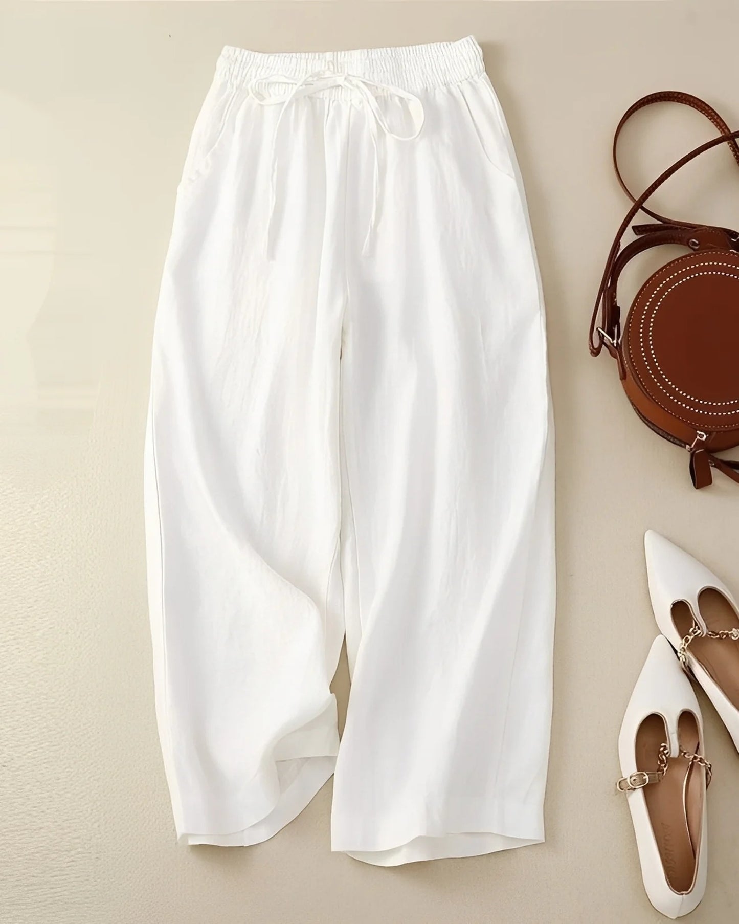 Ysolde Dames Broek | Elastische Taille | Wijde Pijpen