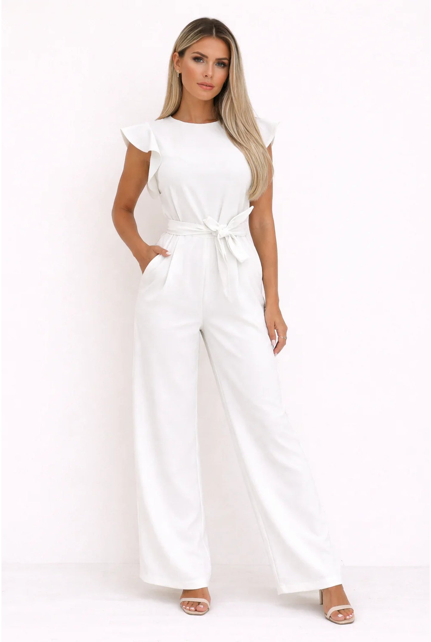 Élise Women's Jumpsuit | Ruffle Sleeves | Tie Belt