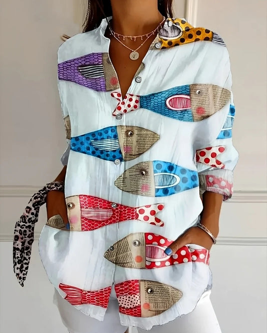 Carmela Dames Blouse | Print | Gelaagde Franje