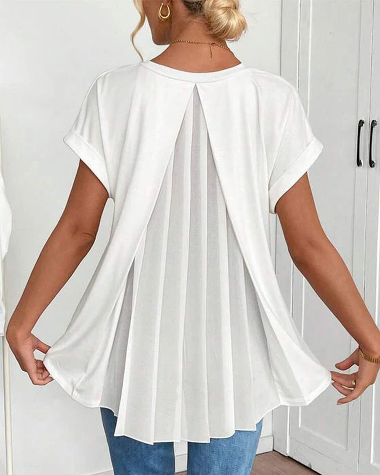 Robine Dames Top | Plooiende Rugdetail | Korte Mouwen