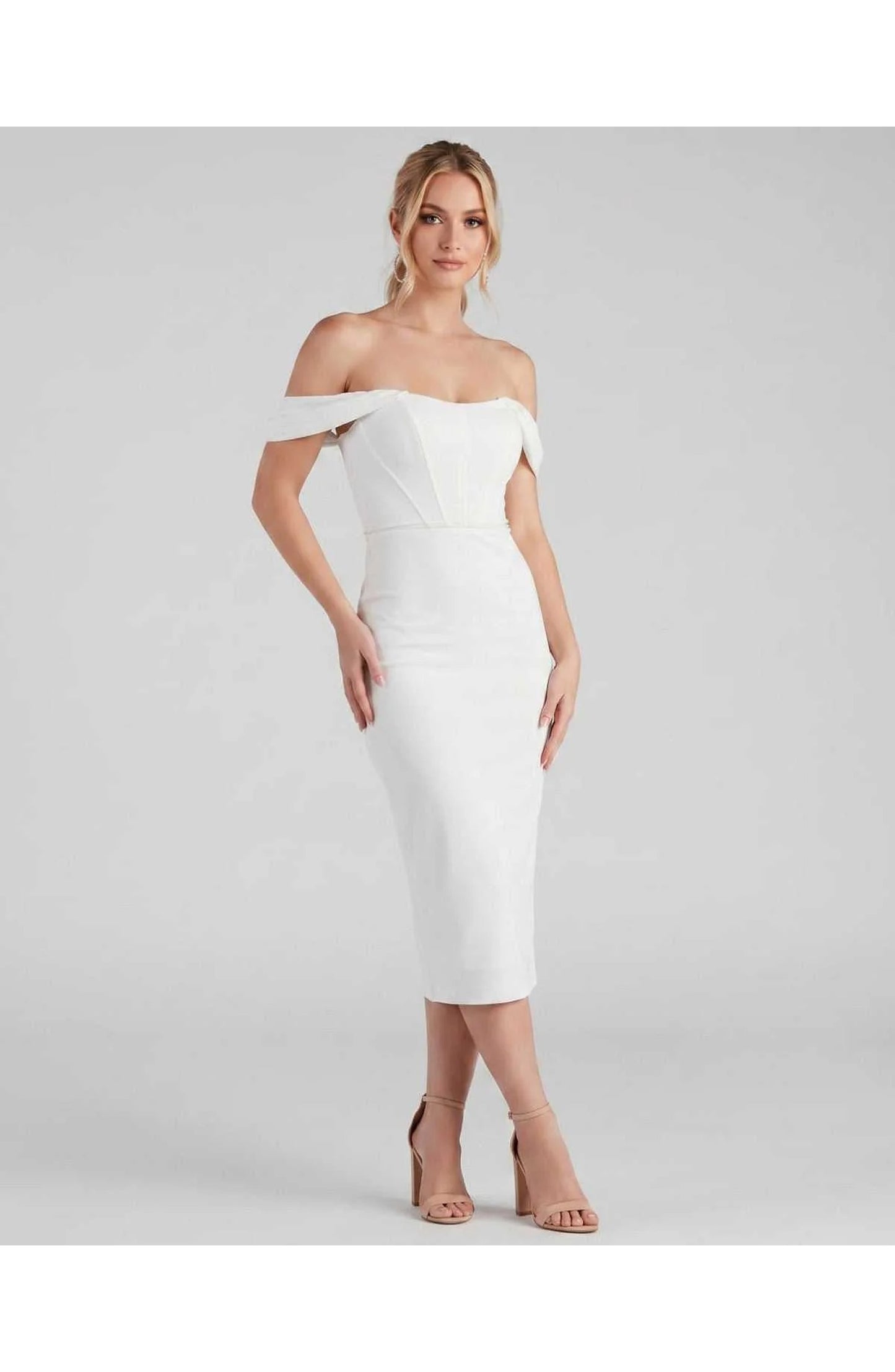 Judith Women's Midi Dress | Off-Shoulder | Bodycon Fit