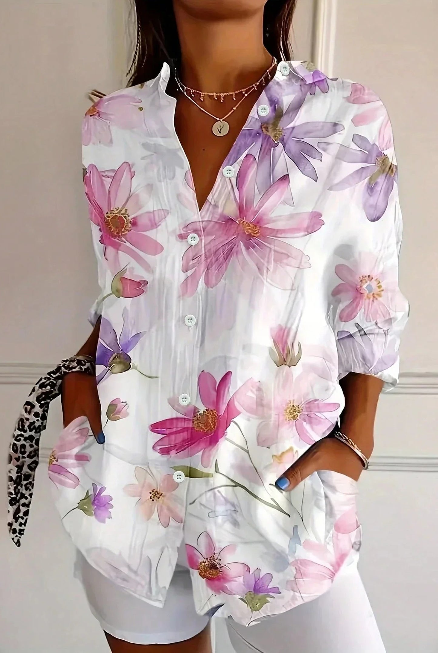 Bernarde Dames Top | Geschilderde Bloemenprint | Oversized Pasvorm
