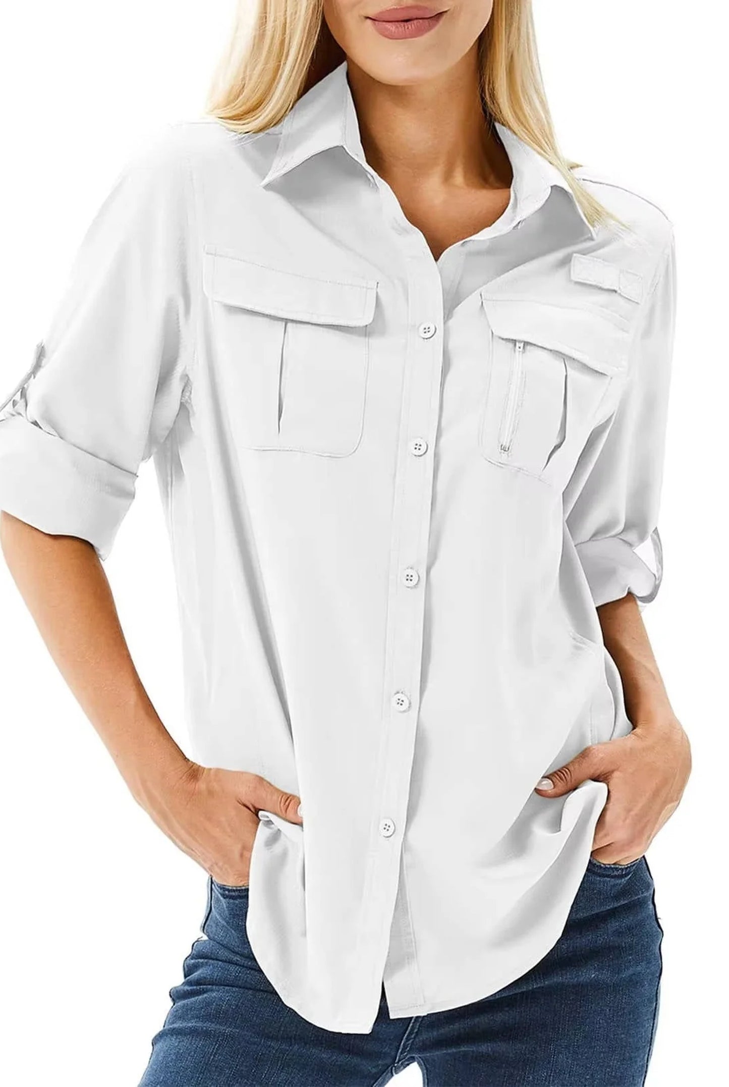 Amanda Dames Blouse | Korte Mouwen | Borstzakken