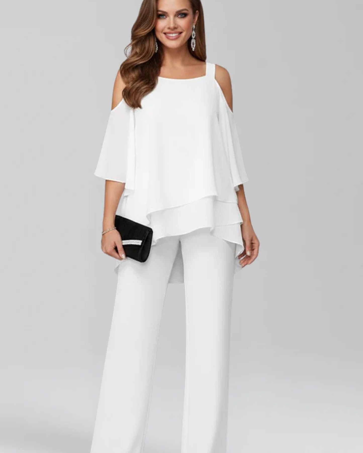 Aglaé Women's Jumpsuit | Cold-Shoulder Detail | Asymmetric Overlay