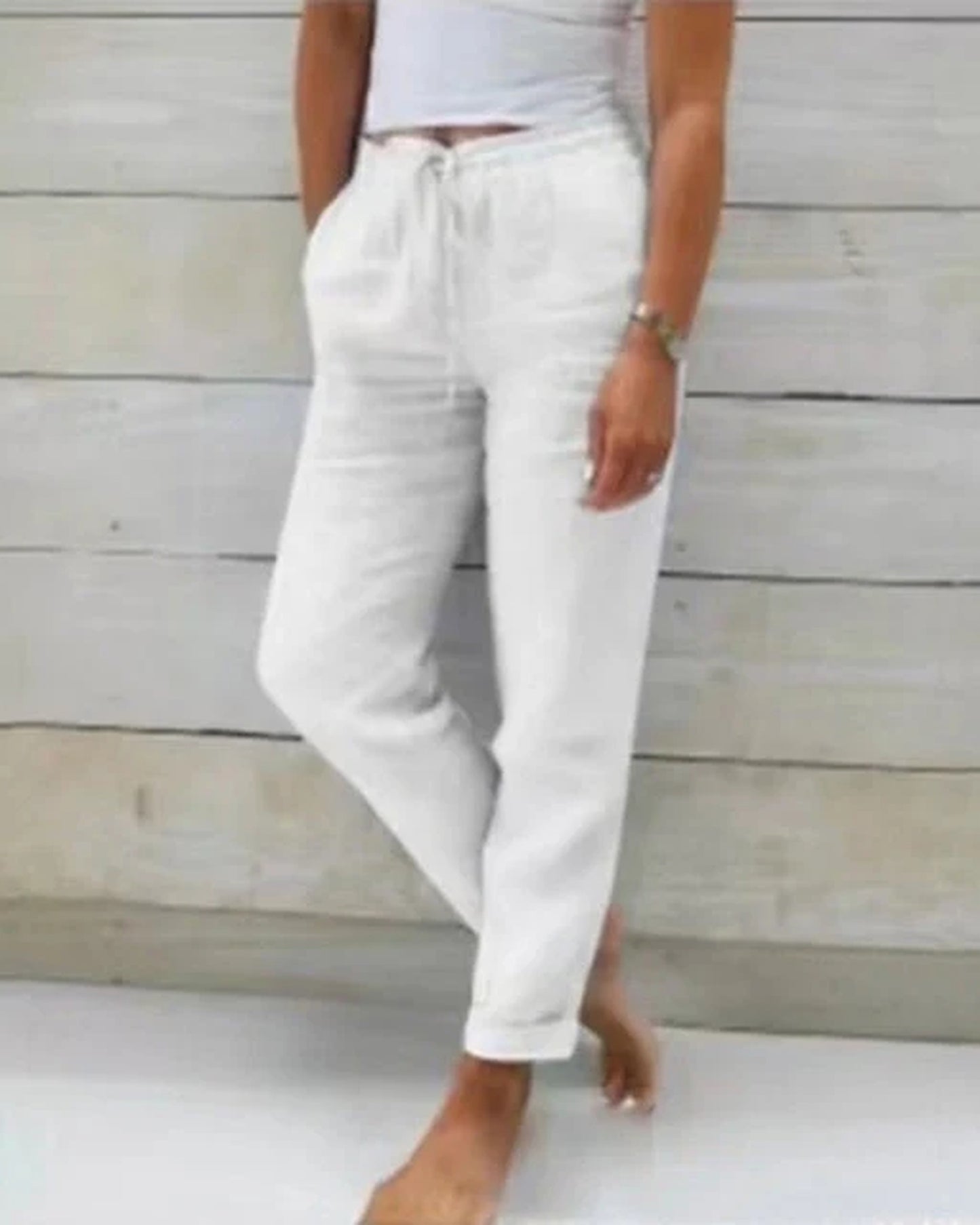 Aurora Dames Broek | Elastische Taille | Opgerolde Zoom
