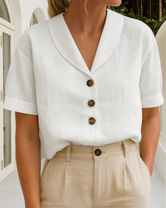 Arabelle Dames Top | Reverskraag | Korte Omgeslagen Mouwen