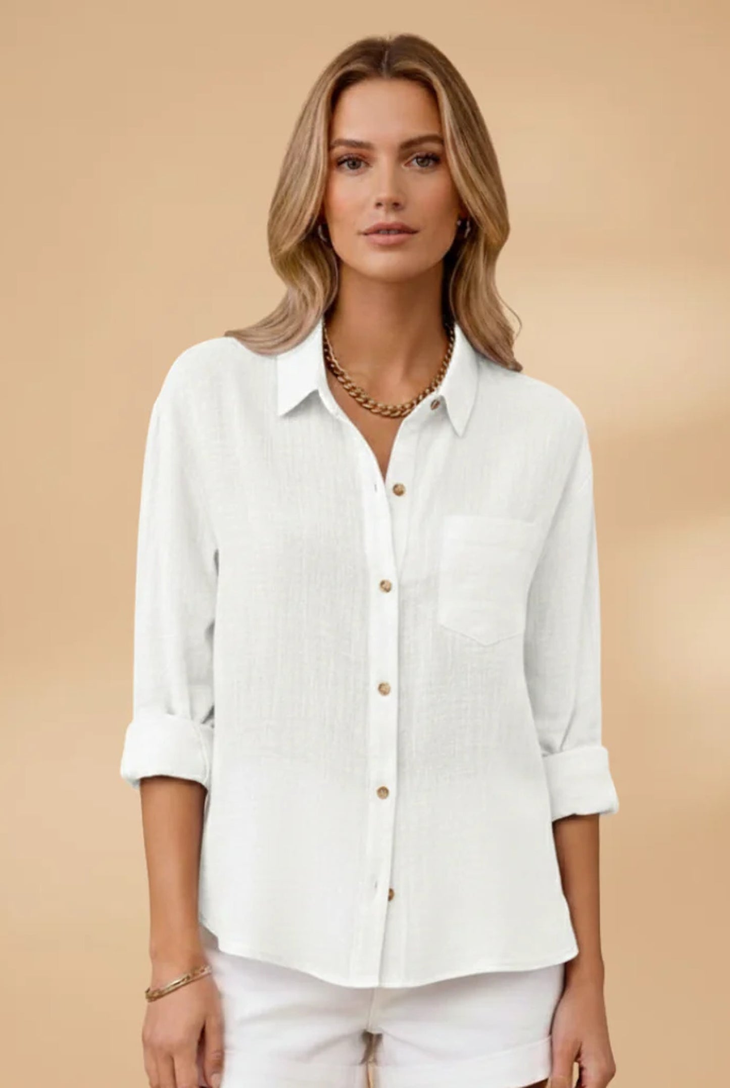 Elise Dames Blouse | Overhemdkraag | Borstzakje
