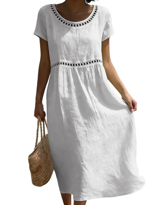 Alessandra Dames Midi Dress | Round Neckline | Summer