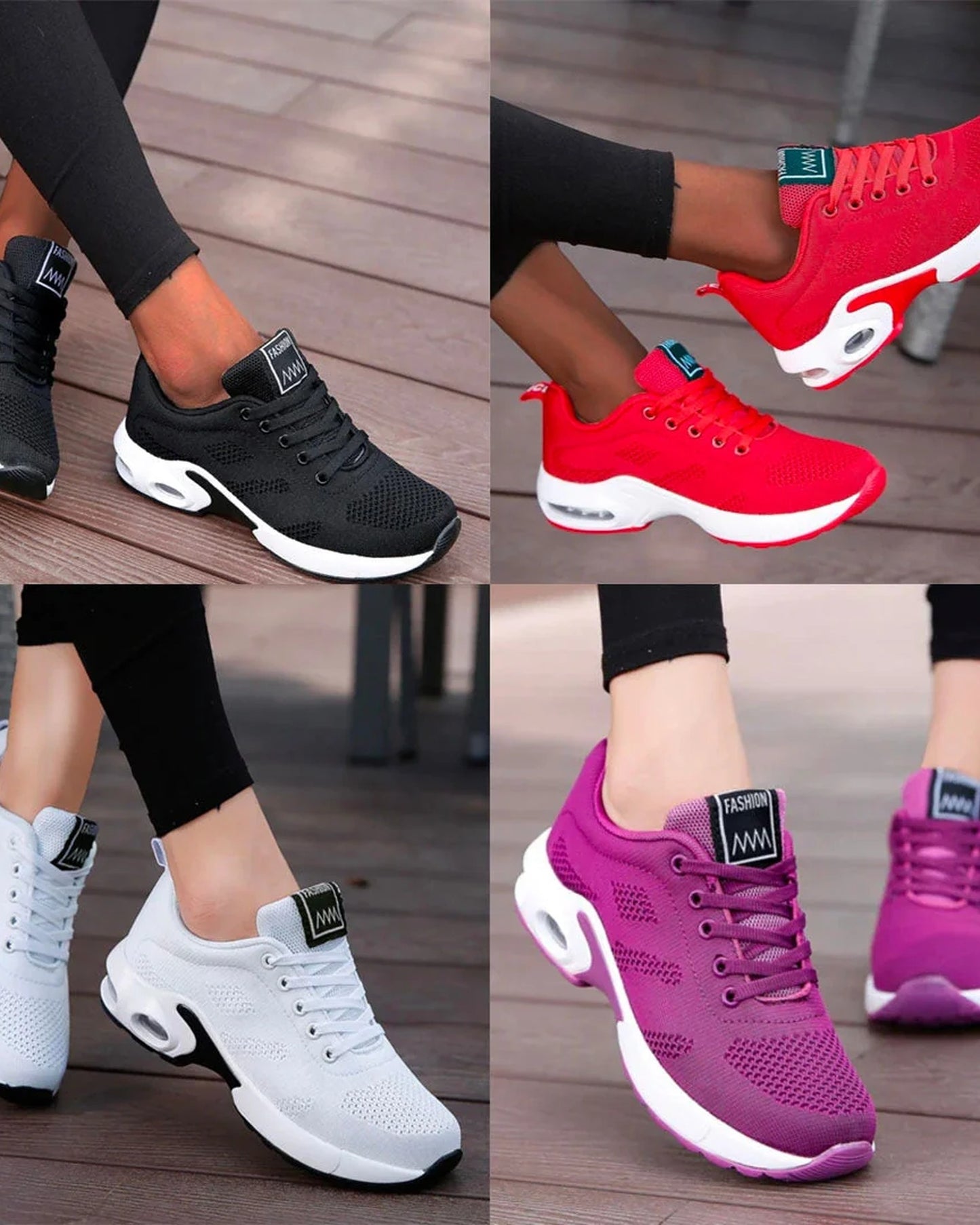 Caterina dames-sneakers | Mesh-overdel | Kontrastfarvet sål