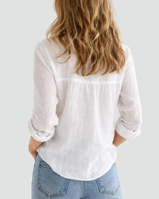 Aldegonde Dames Top | V-hals | Linnen stof