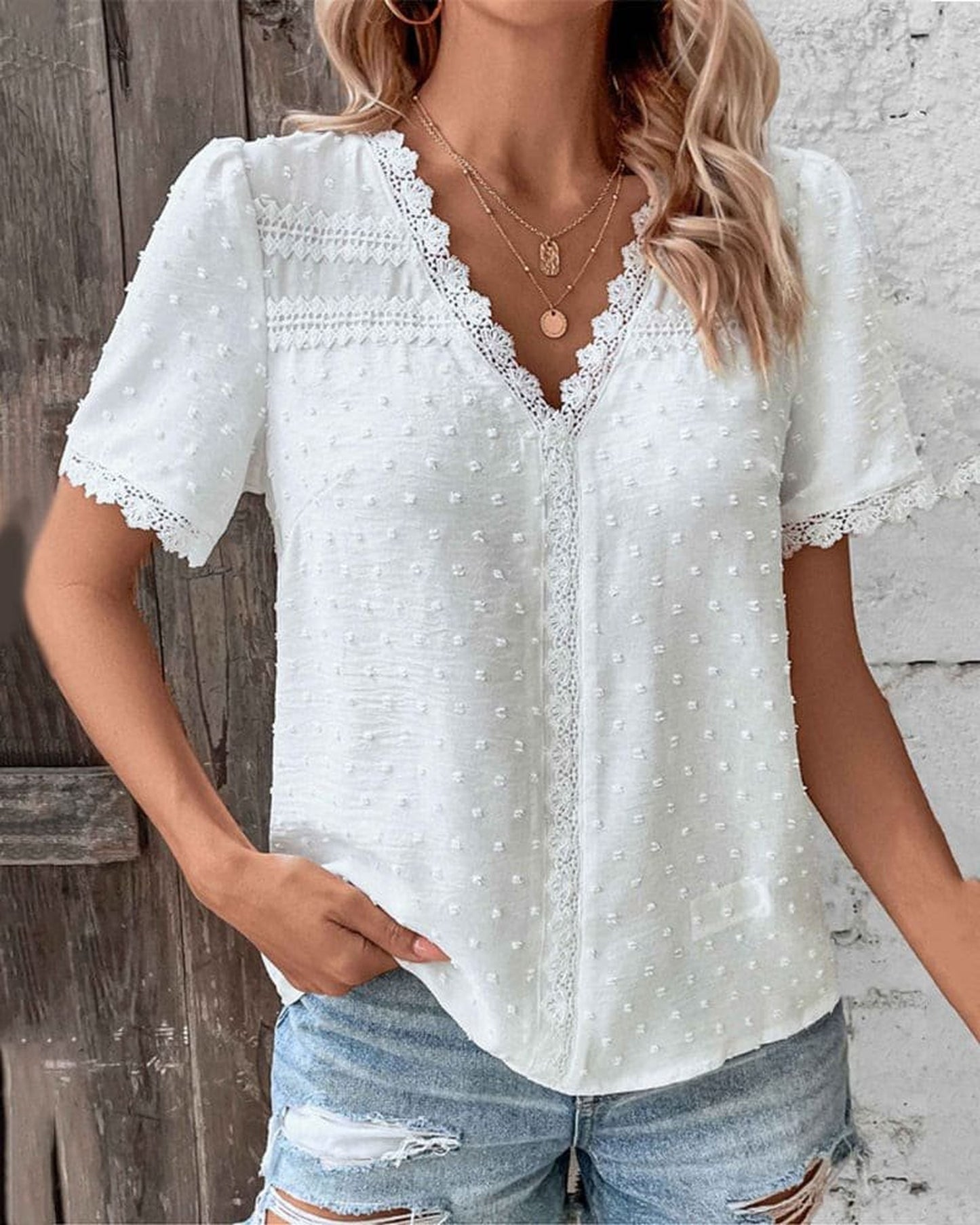 Adele dámský top | bílá barva | krajkový detail