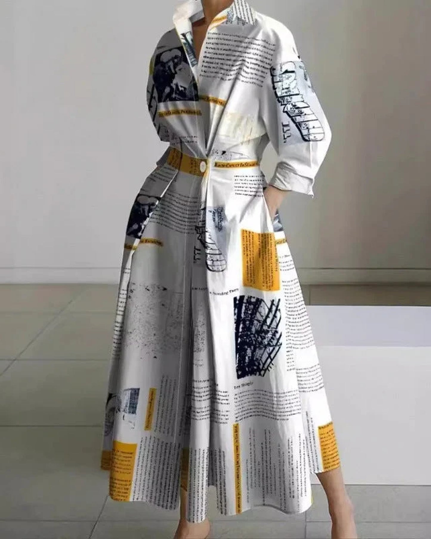 Arianna Dames Maxi Kjole | Overhemdkrave | Slå-om-design