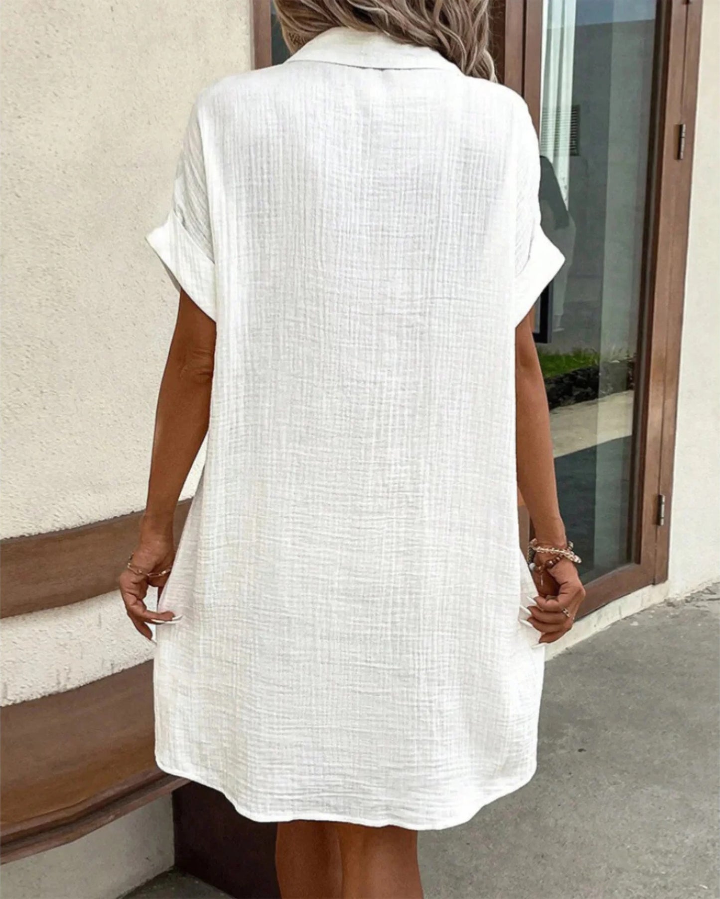 Astrid Women's Midi Dress | Button-Through Design | Stand-Up Collar