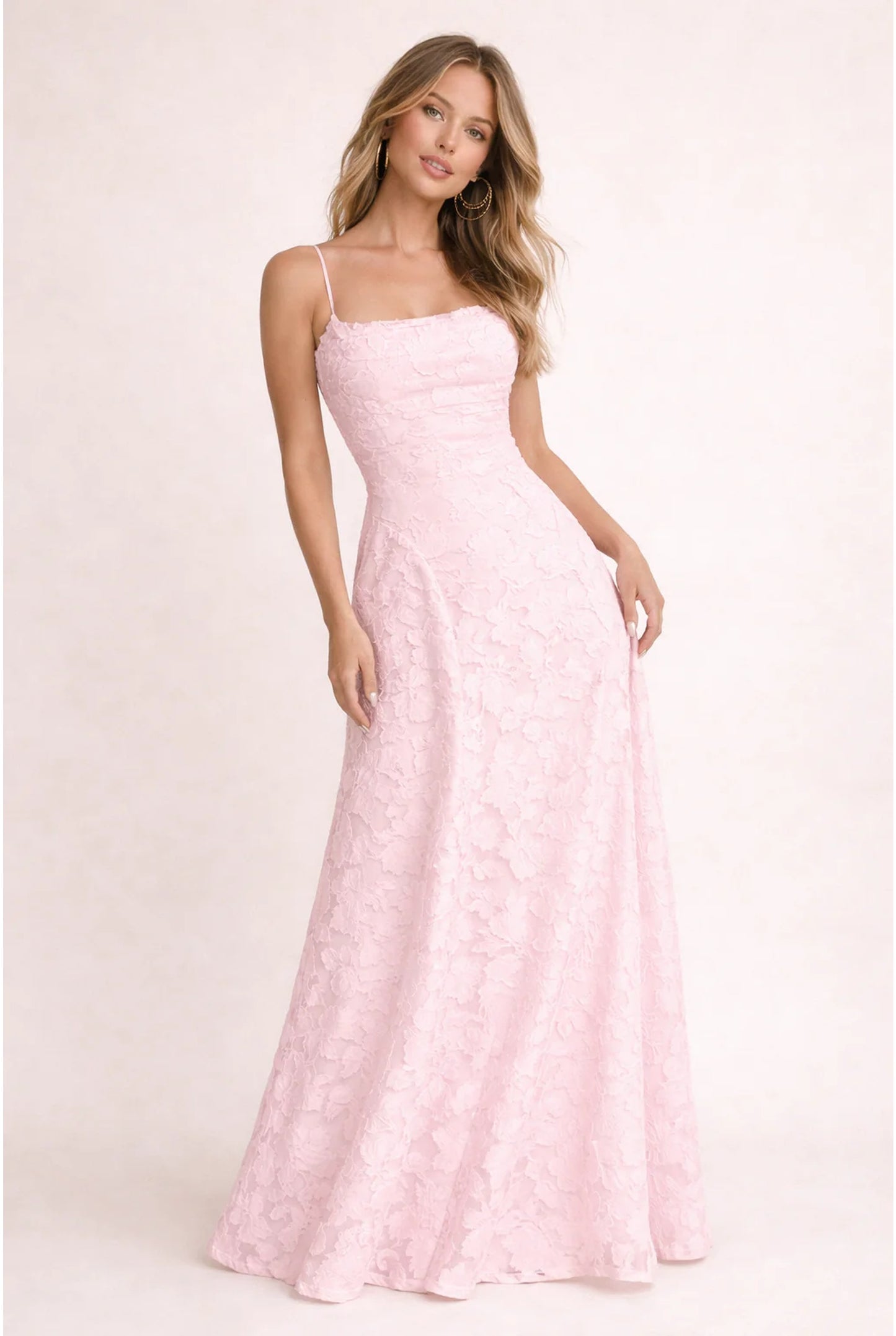Brune Dames Maxi Jurk | Strapless Halslijn | Kantstructuur