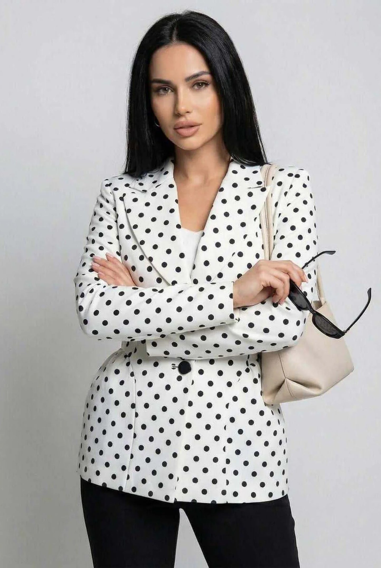 Hildetrude Dames Blazer | Polkadot Print | Zwarte Knopen
