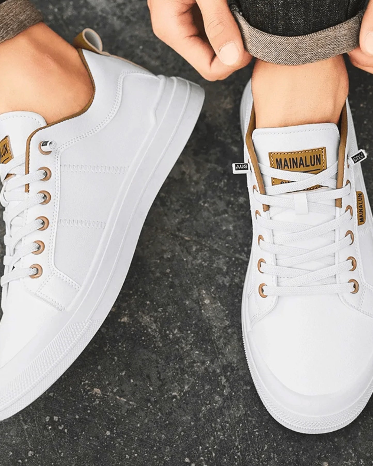 Lauro Heren Sneakers | Læder Finish | Guldfarvede Accenter