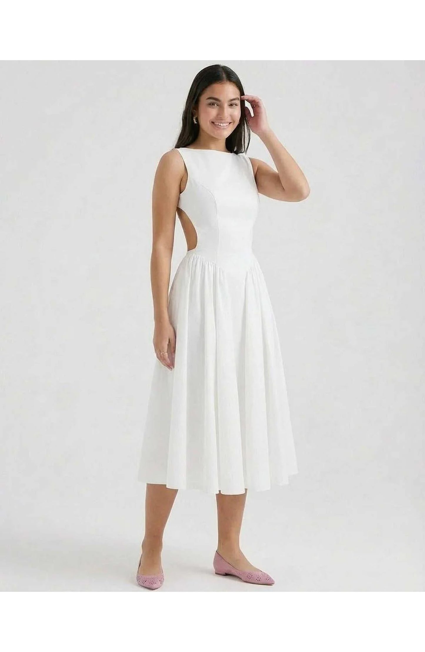 Women's Midi Dress | Boat Neck | Flared Skirt