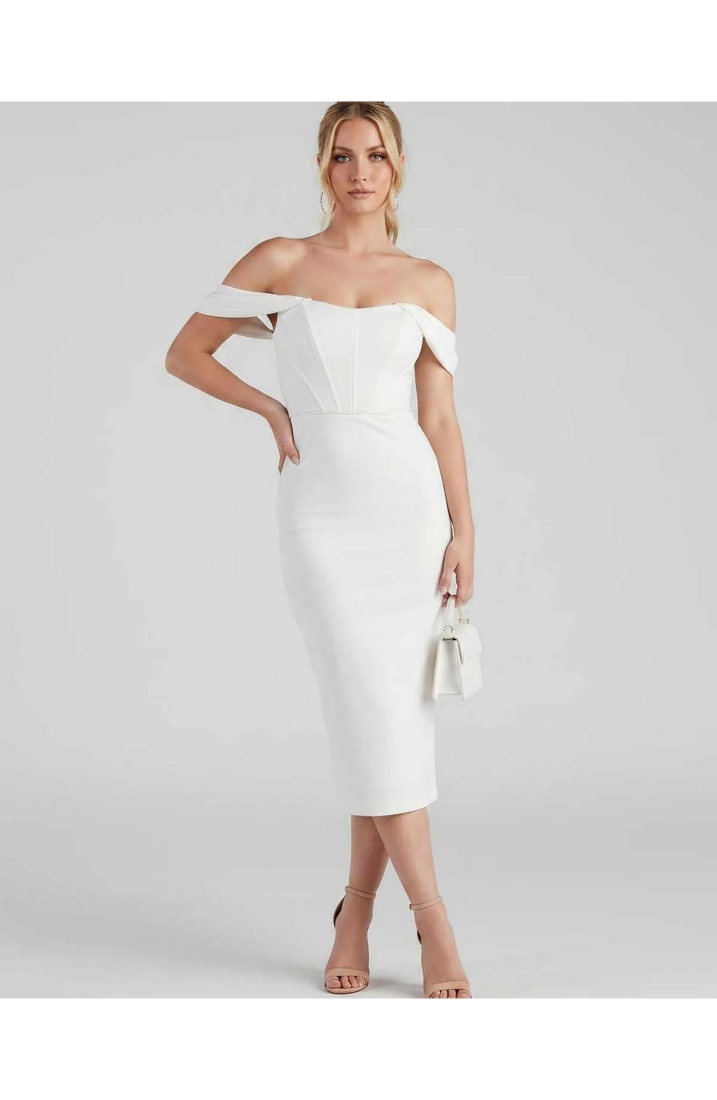Judith Women's Midi Dress | Off-Shoulder | Bodycon Fit