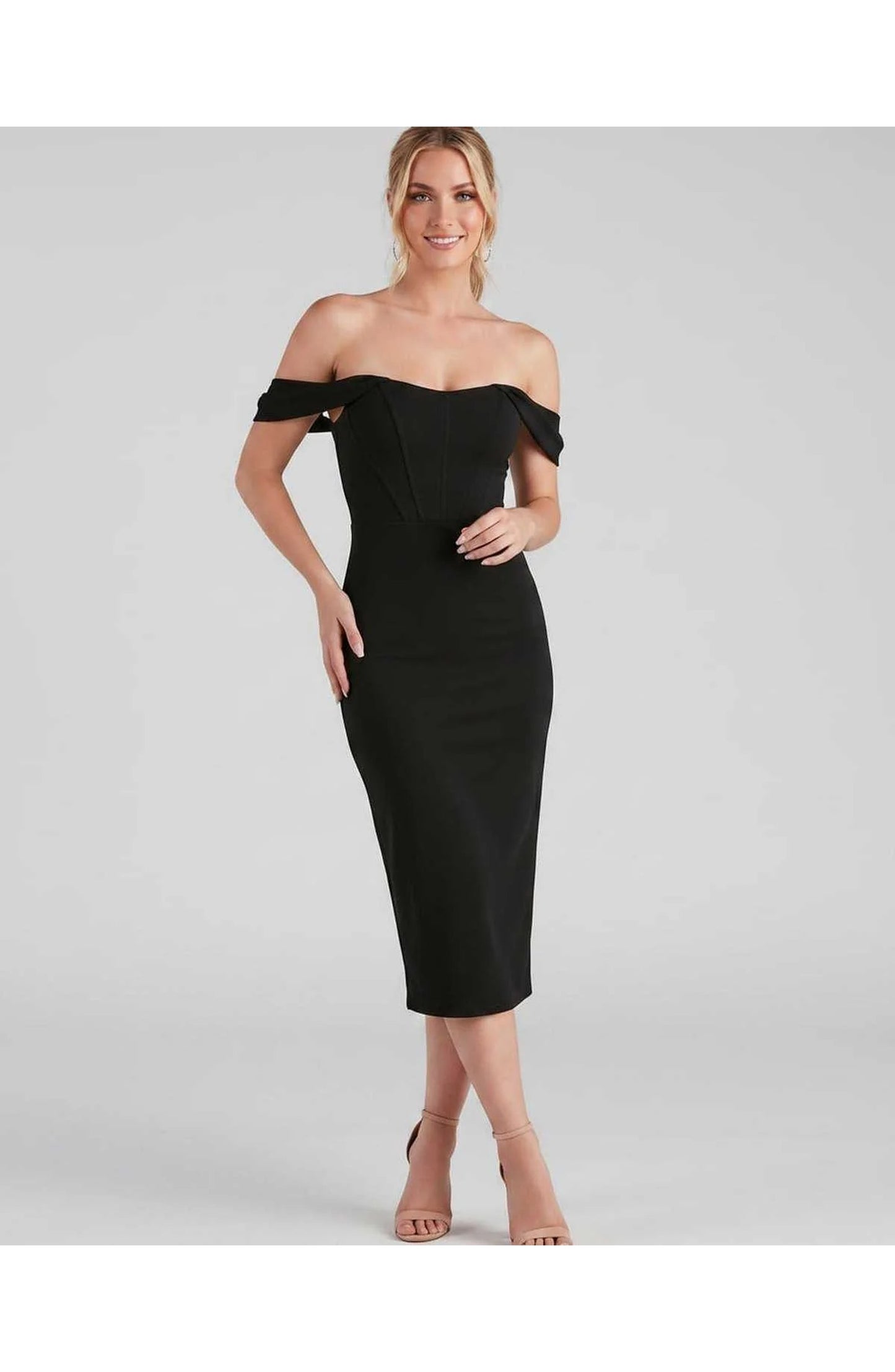 Judith Women's Midi Dress | Off-Shoulder | Bodycon Fit