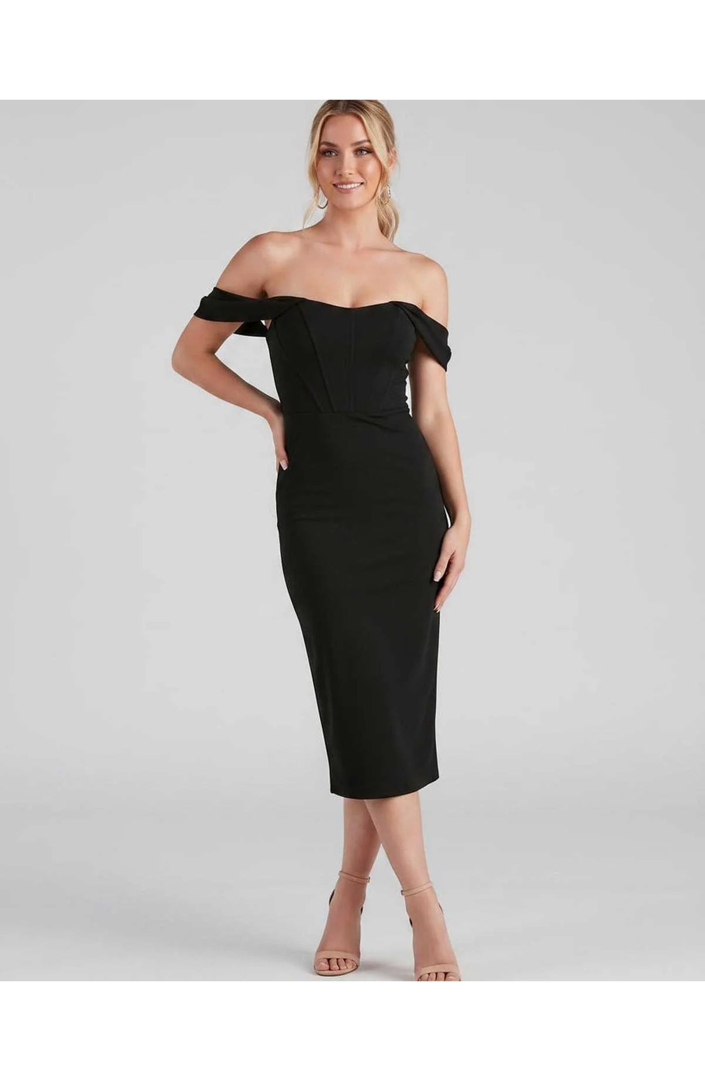Judith Women's Midi Dress | Off-Shoulder | Bodycon Fit