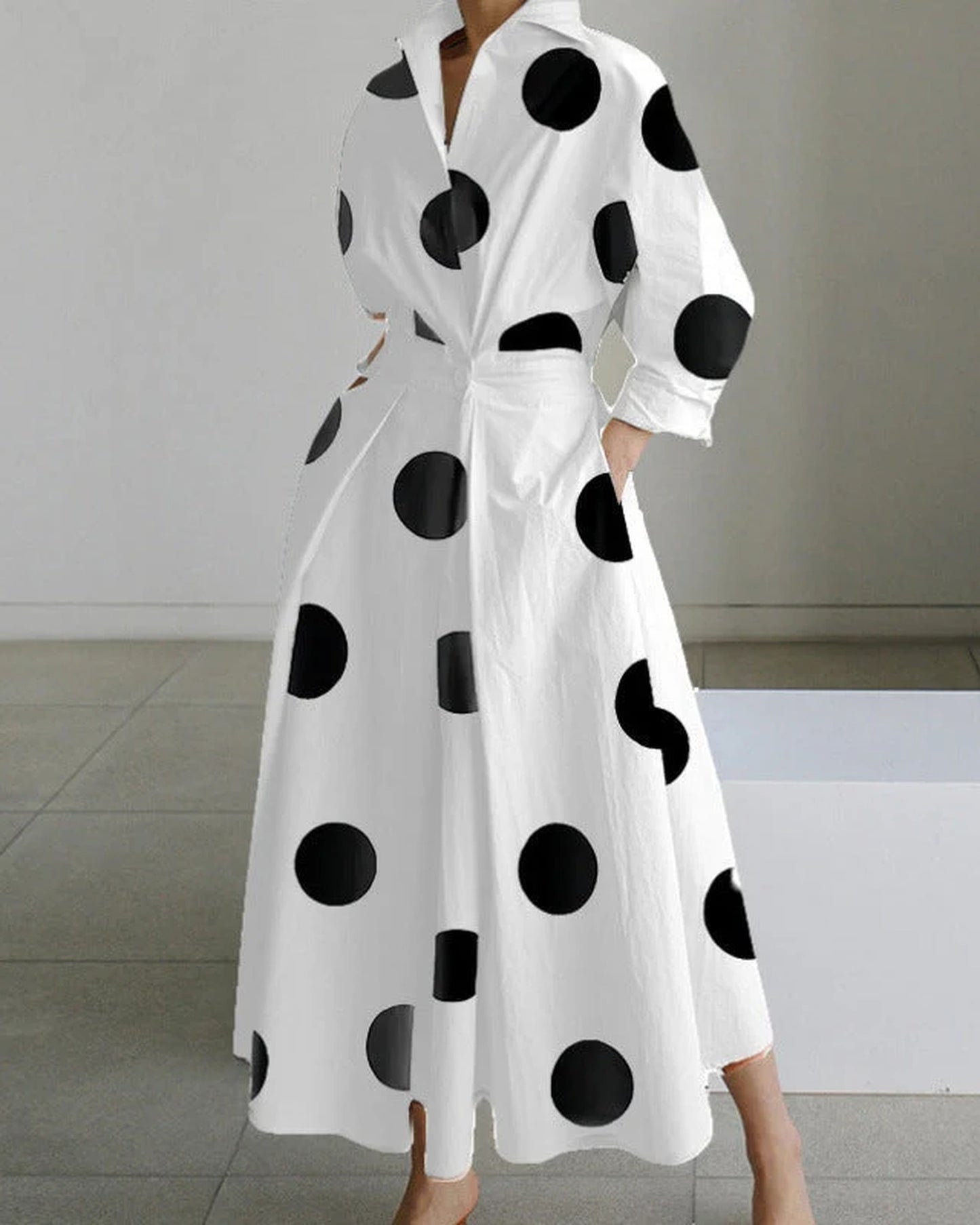 Arianna Dames Maxi Kjole | Overhemdkrave | Slå-om-design