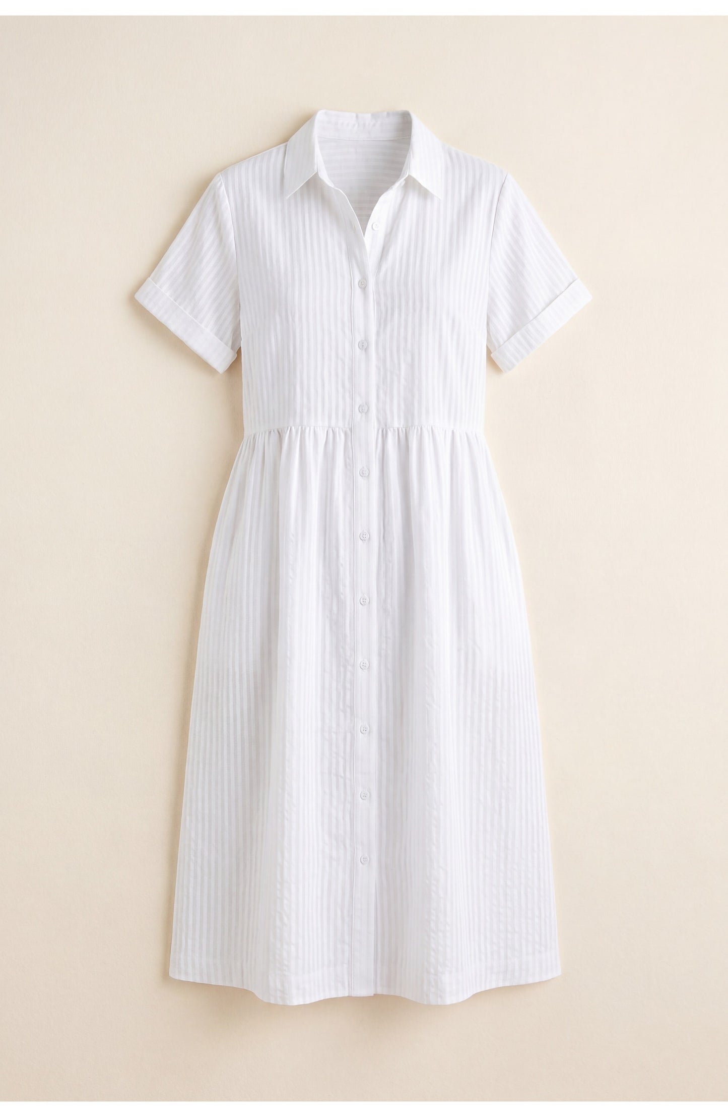 Océane Dames Midi Jurk | Gestreept | Korte Mouwen