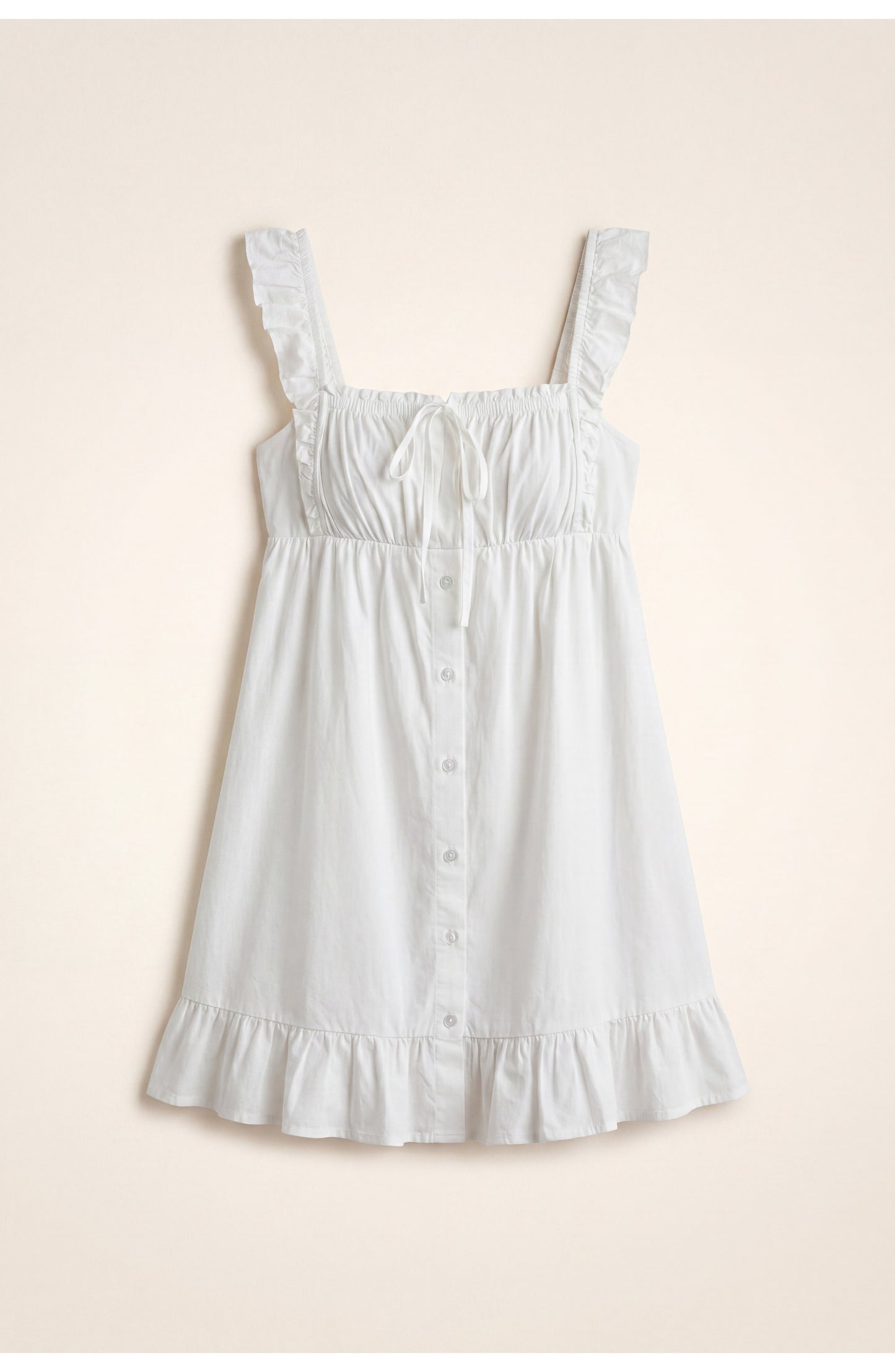 Dames Mini Jurk | Vierkante Hals | Ruffle Zoom