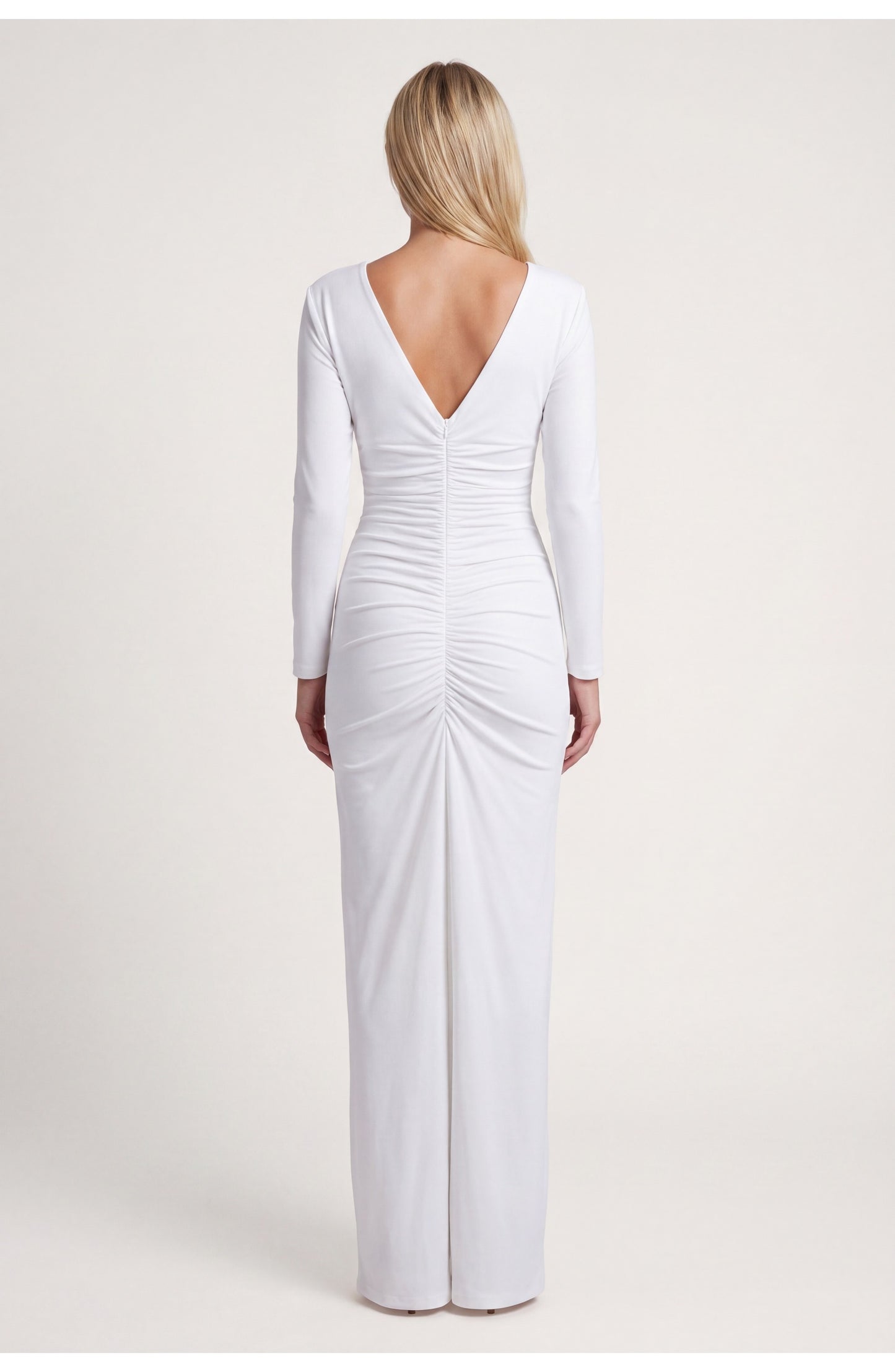 Women's Maxi Dress | Deep V-Neck | Decorative Button Detail