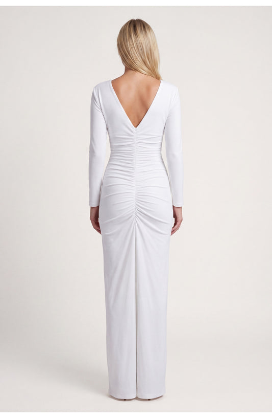 Women's Maxi Dress | Deep V-Neck | Decorative Button Detail