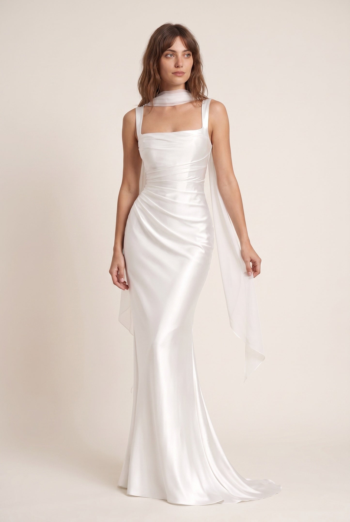 Zulma Dames Maxi Jurk | Vierkante Halslijn | Gedrapeerde Taille