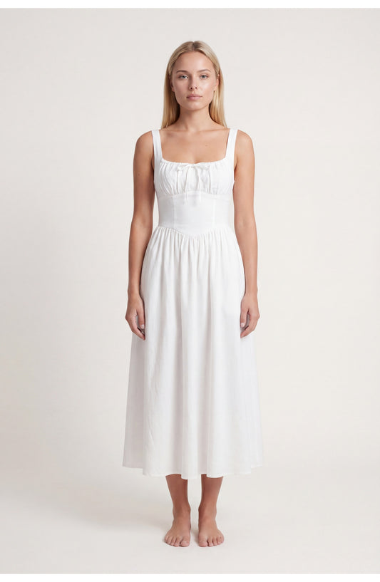 Women's Midi Dress | Corset Bodice | Pleated Skirt