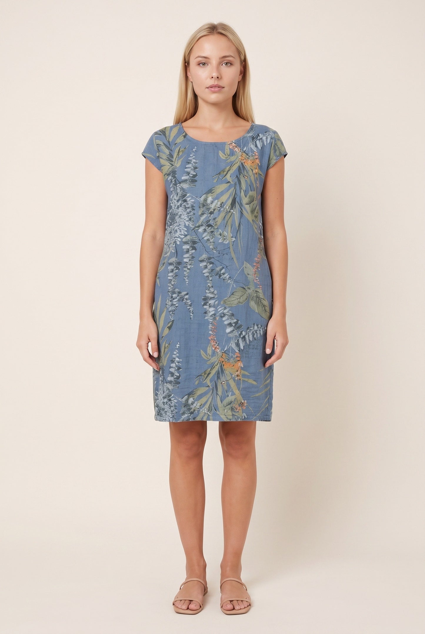 Nadine Dames Mini Jurk | Botanische Print | Zakken