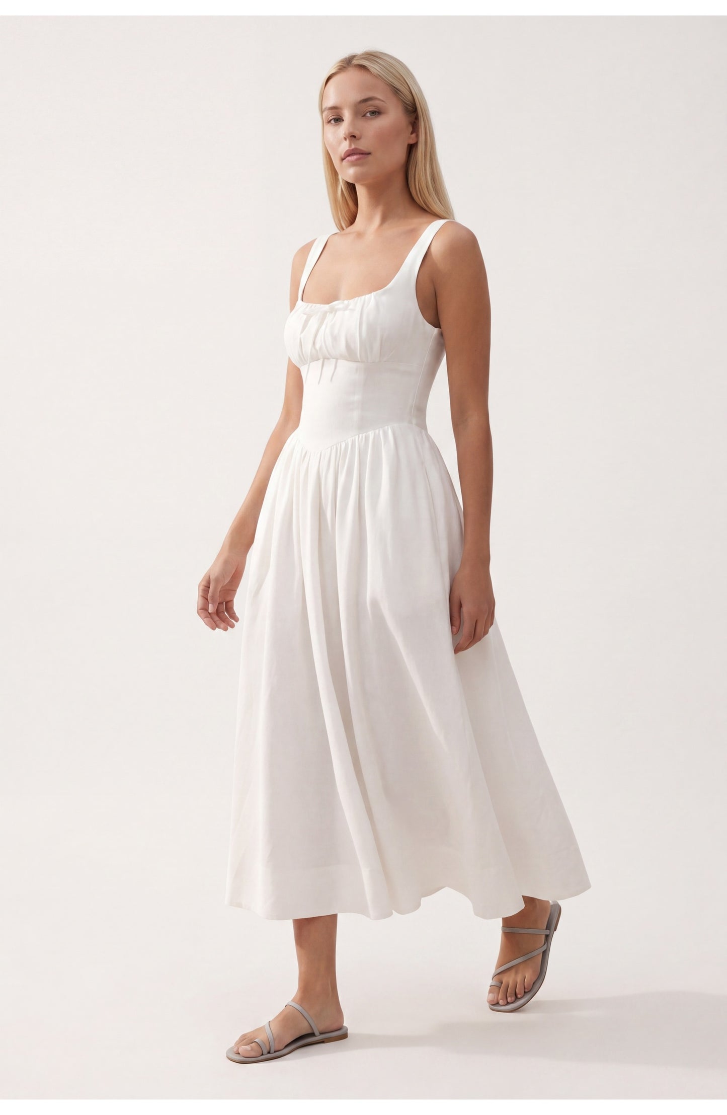 Dames Midi Jurk | Corset Lijfje | Geplooide Rok
