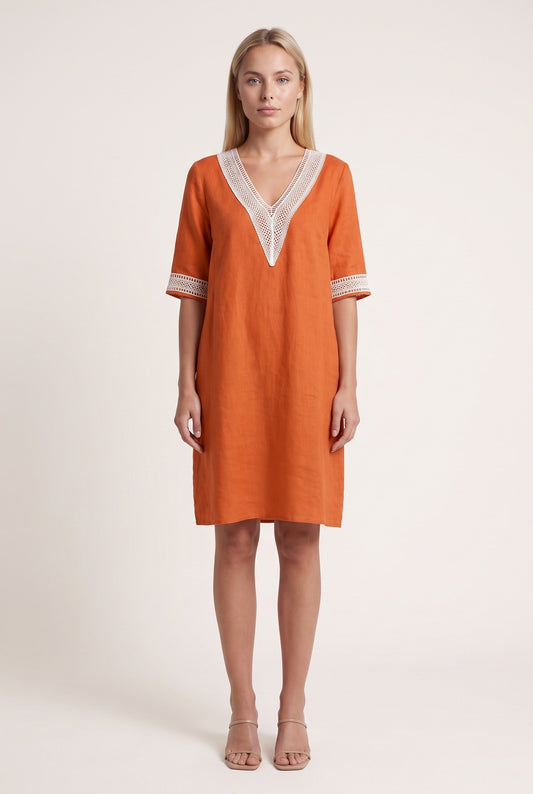 Nine Dames Mini Dress | V-Neck | Lace Details