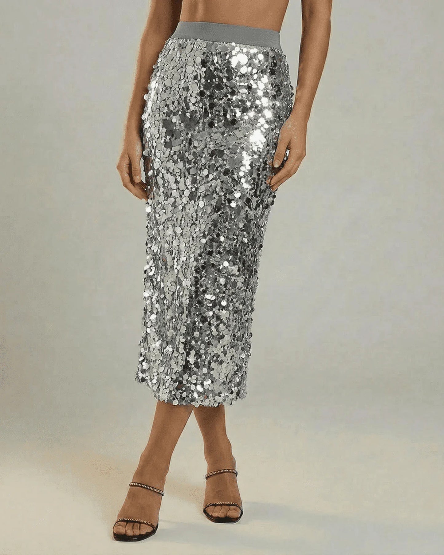 Sixtine Dames Midi Rok | Pailletten | Rechte Pasvorm