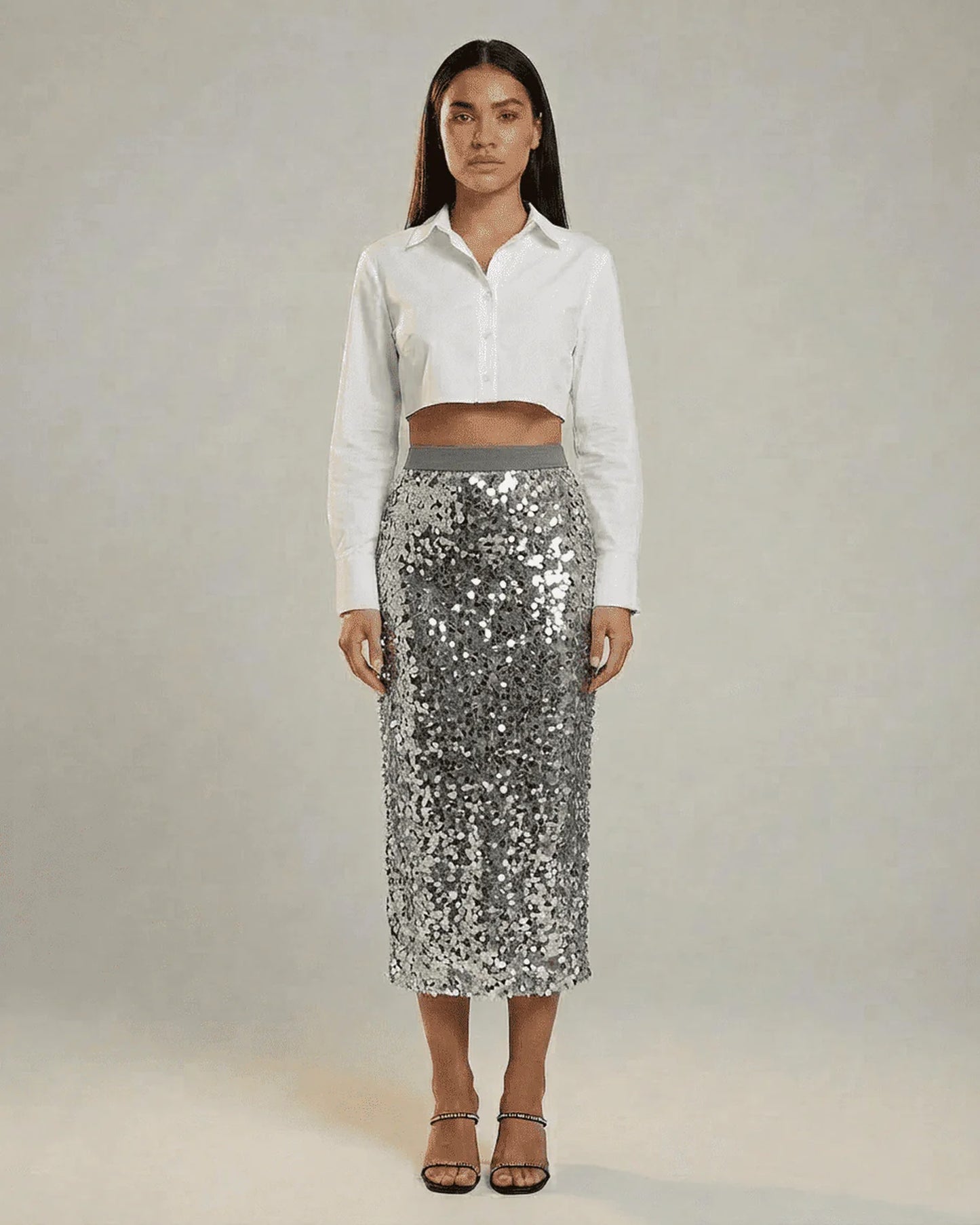 Sixtine Dames Midi Rok | Pailletten | Rechte Pasvorm