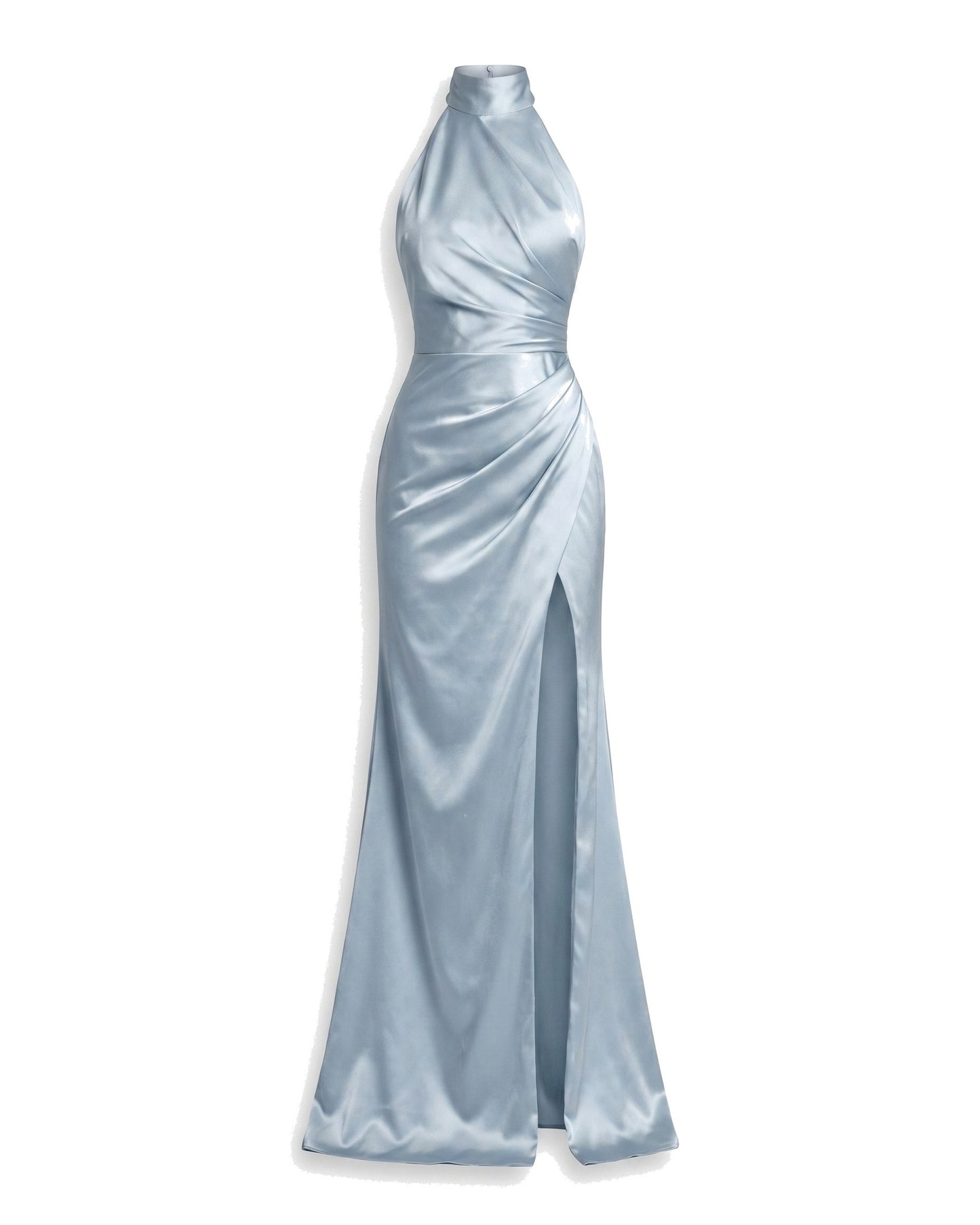 Aurélie Women's Maxi Dress | Halter Neck with High Slit | Satin Look