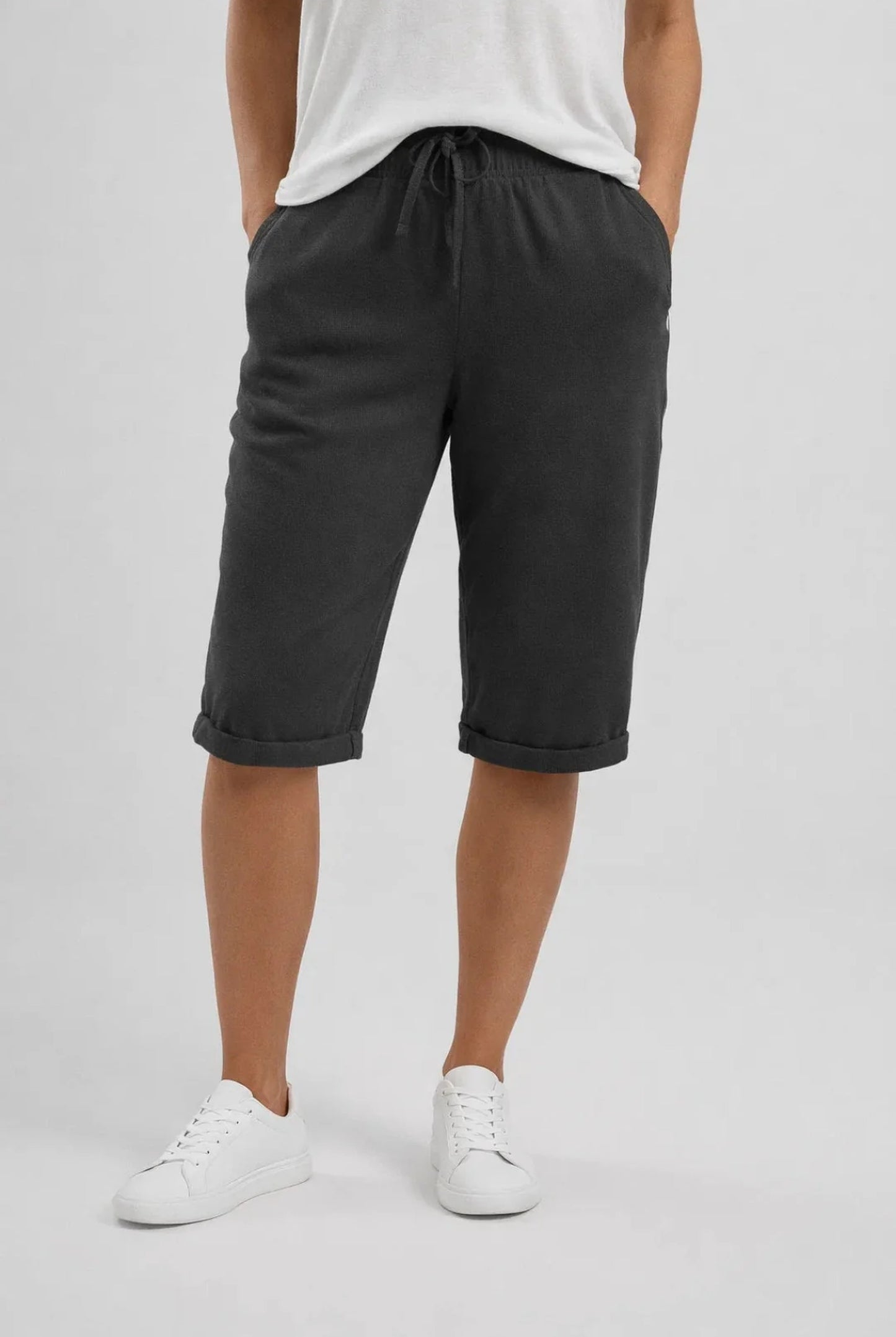 Mylène Dames Korte Broek | Linnen Stof | Omgeslagen Pijpen