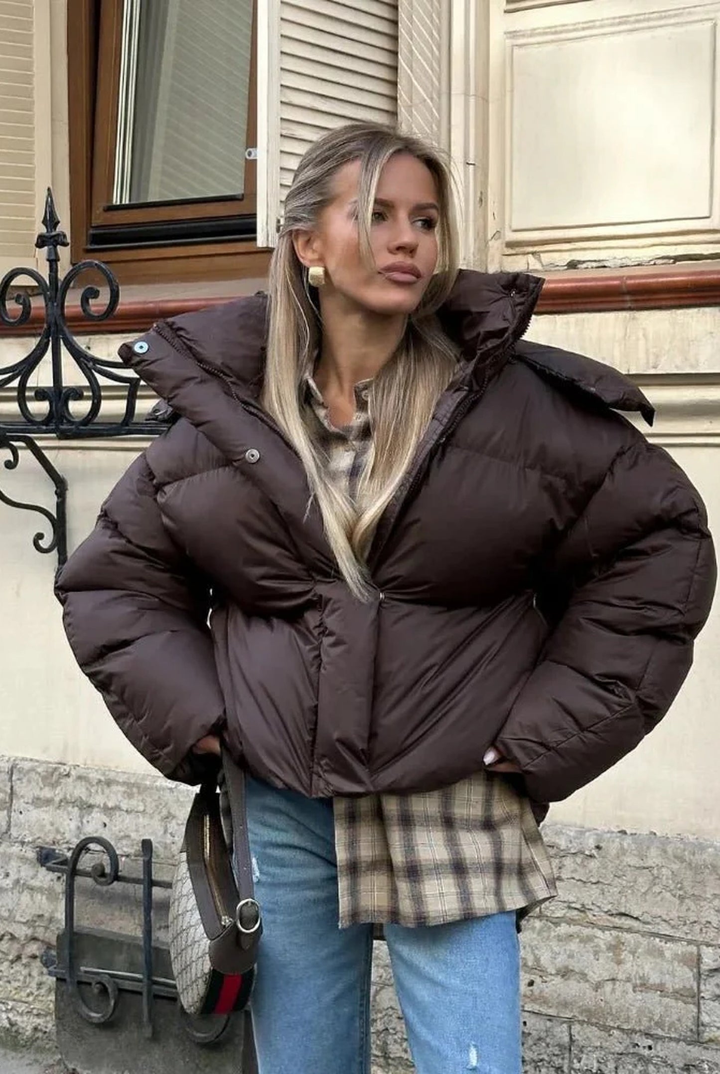 Guislaine Dames Puffer Jas | Oversized Pasvorm | Cropped Lengte