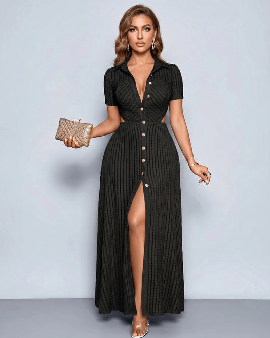 Maryse Women's Maxi Dress | Deep V-Neck | High Front Slit